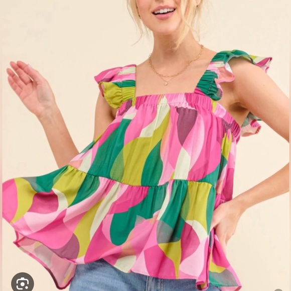 And The Why Boutique Brand- Sleeveless Colorful Flowy Baby Doll Top - Picture 5 of 14